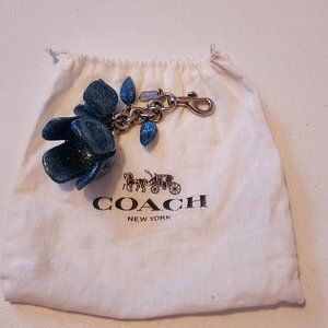 Coach Blue Glitter Tea Rose Keychain